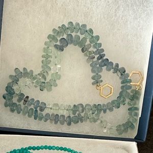 Kyanite necklace with 10k solid open ends